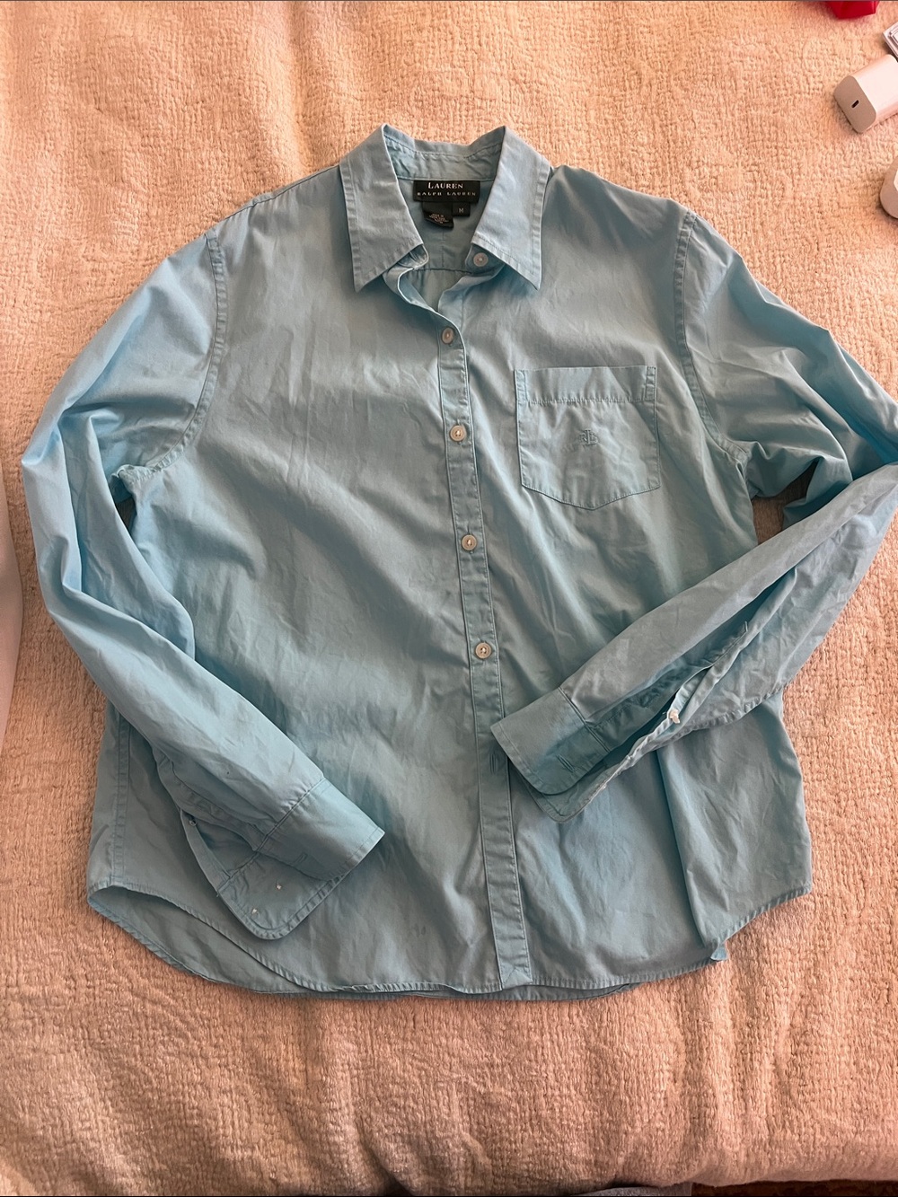 Ralph Lauren Women's Slim Fit Button-Down Shirt Pocket Logo